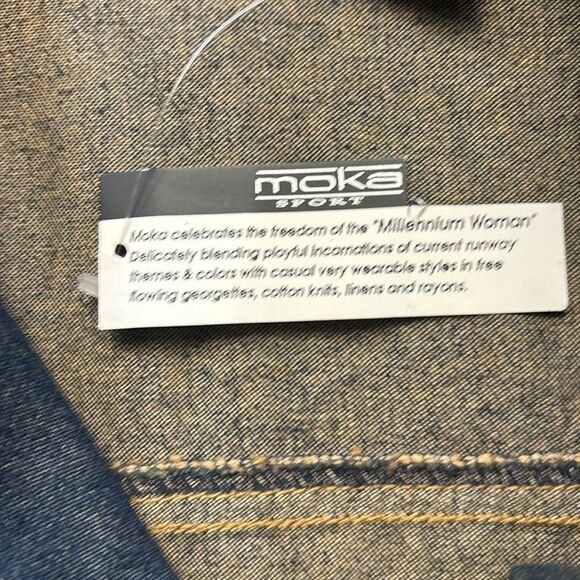 Moka denim jacket NWT, size medium, faux fur and sueded fringe trim - Picture 14 of 16